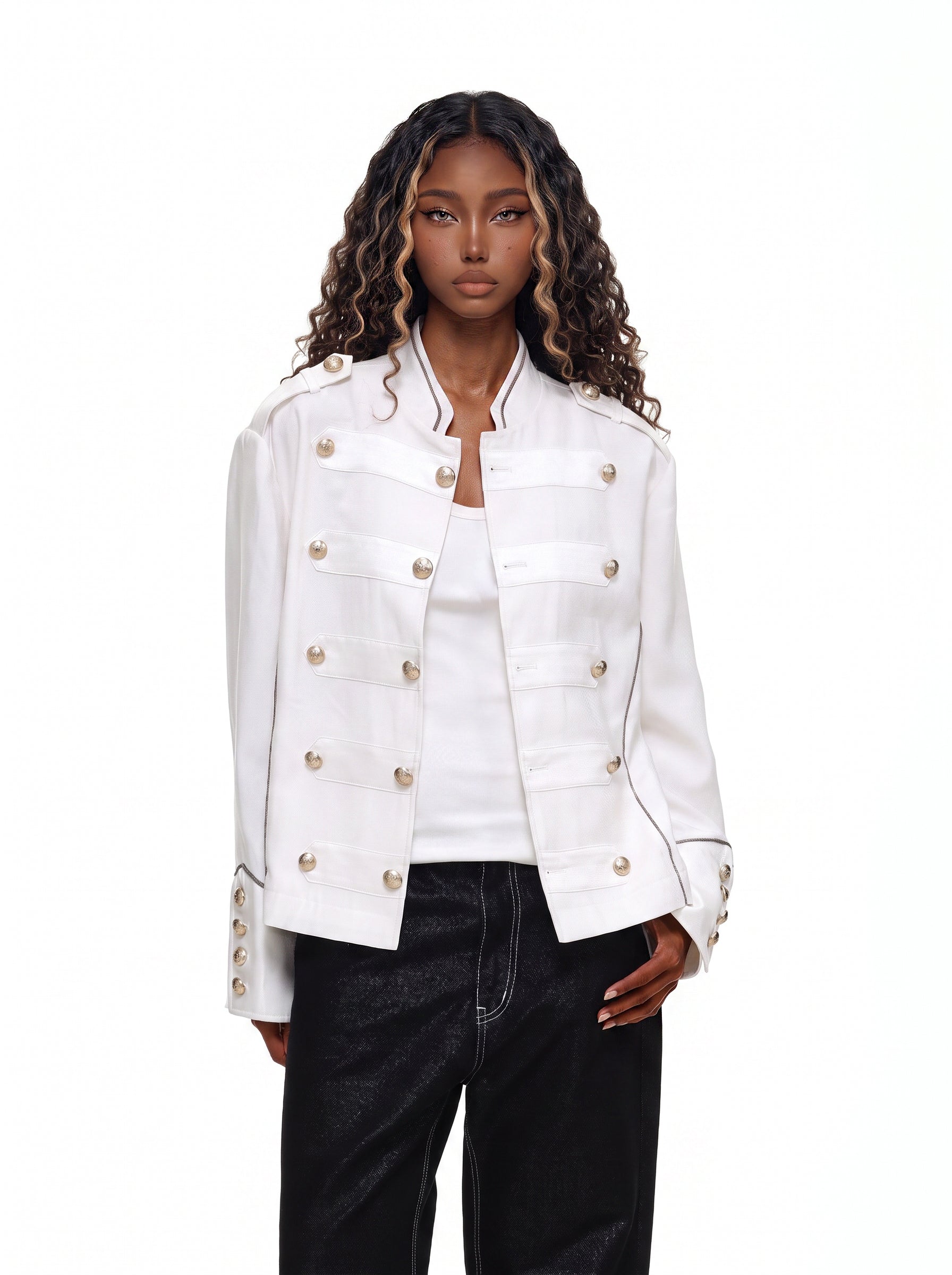 GRYFT Vintage Military Band Gold Button Jacket