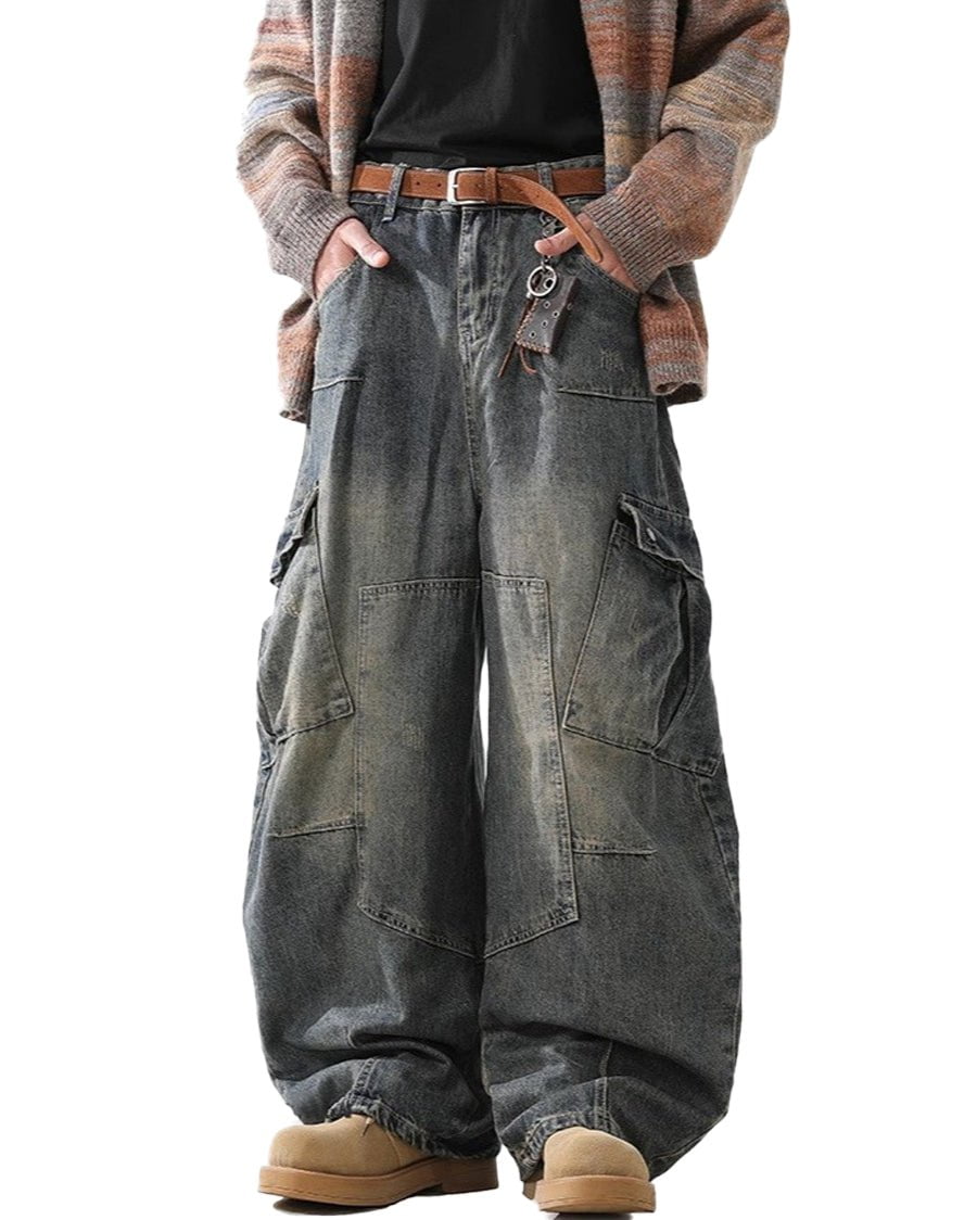 Vintage Curved Blade Cargo Jeans