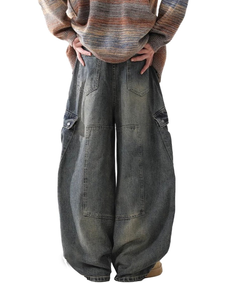 Vintage Curved Blade Cargo Jeans