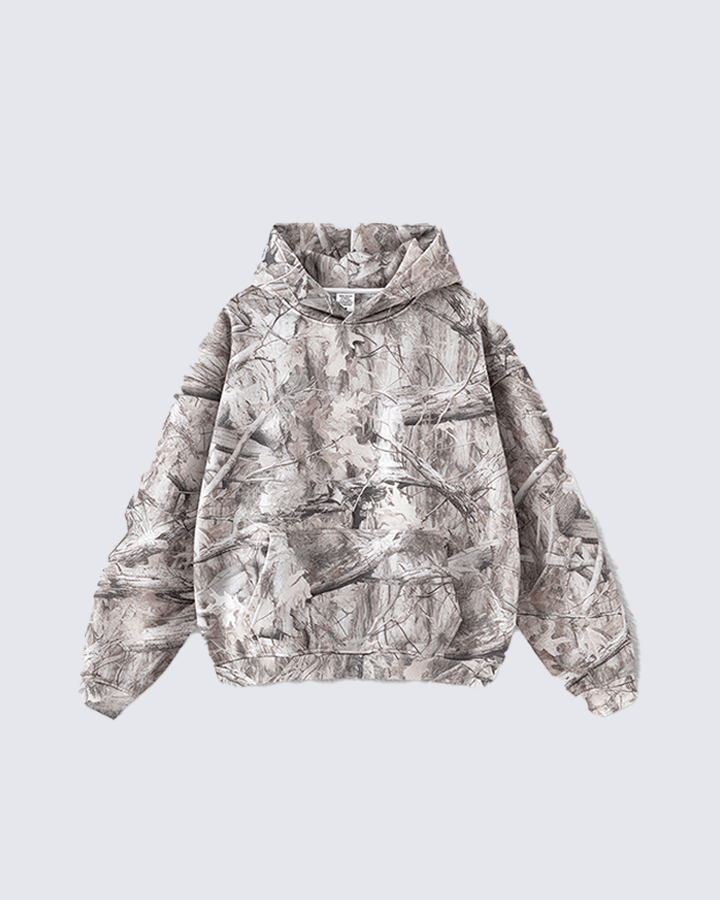Heavyweight Fleece Camo Hoodie Cotton Blend
