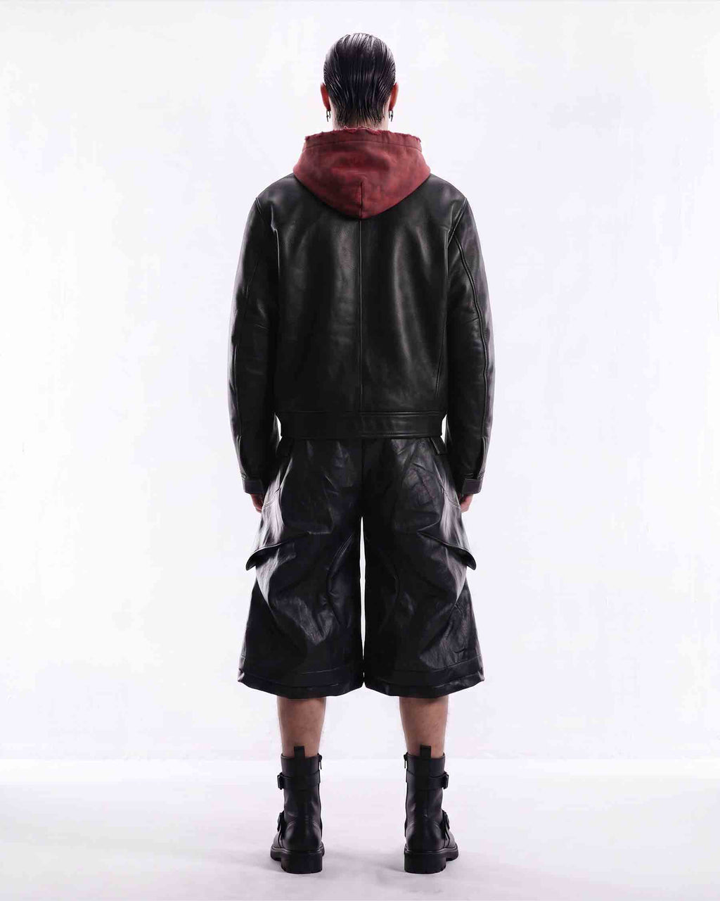 GRYFT RED RUST Series | Vintage Leather Hooded Bomber Jacket