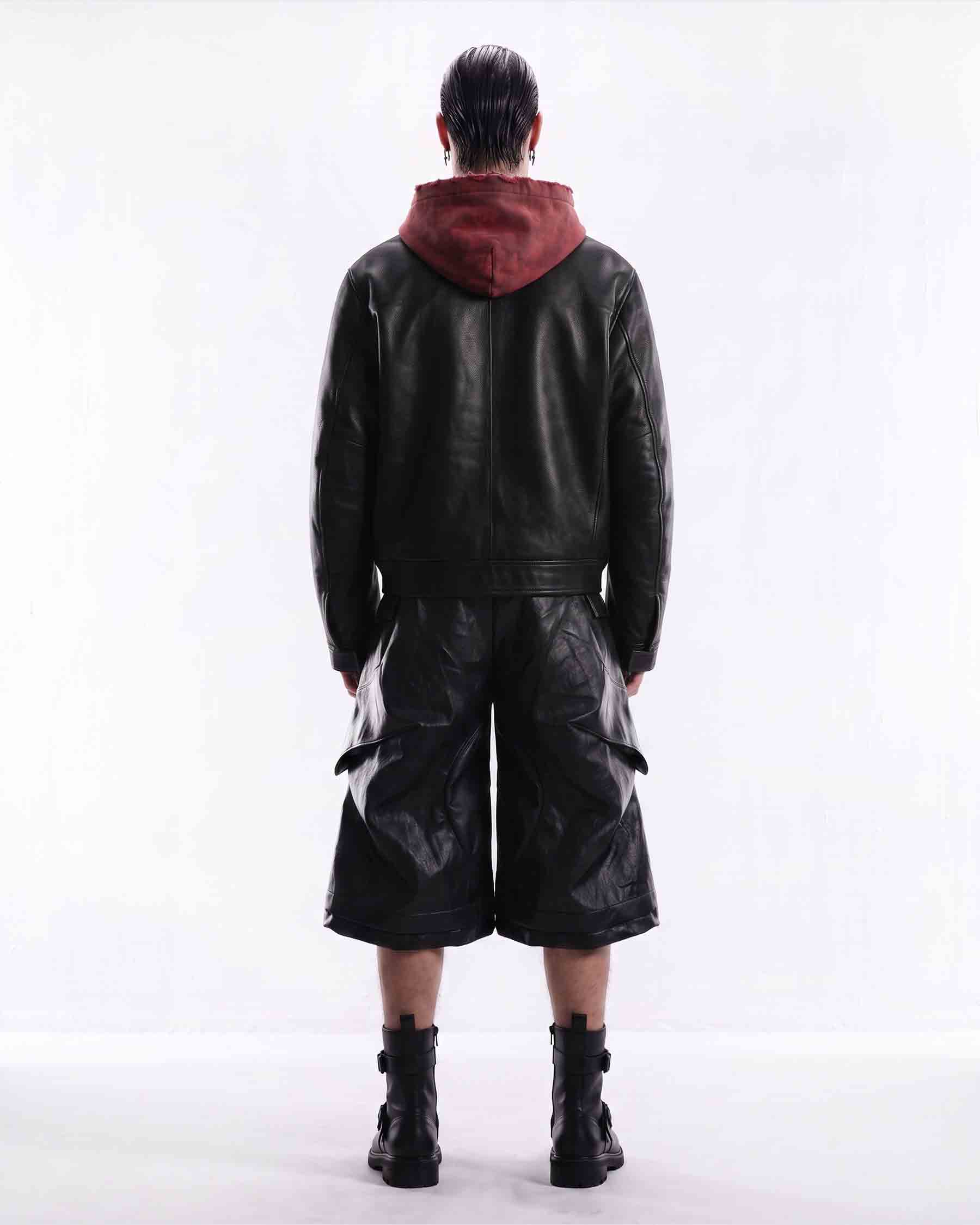 GRYFT RED RUST Series | Vintage Leather Hooded Bomber Jacket