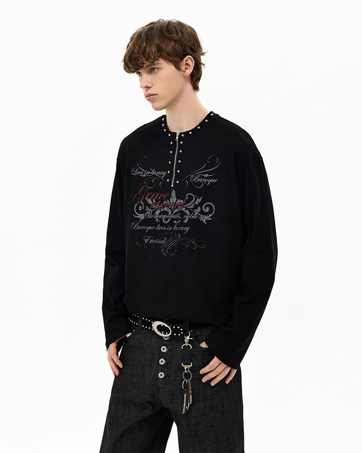 GRYFT Gothic Zipper Studded Tee