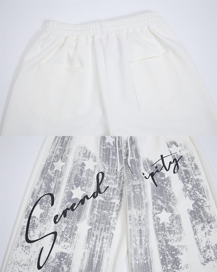 GRYFT Graffiti Printed Wide Leg Casual Pants