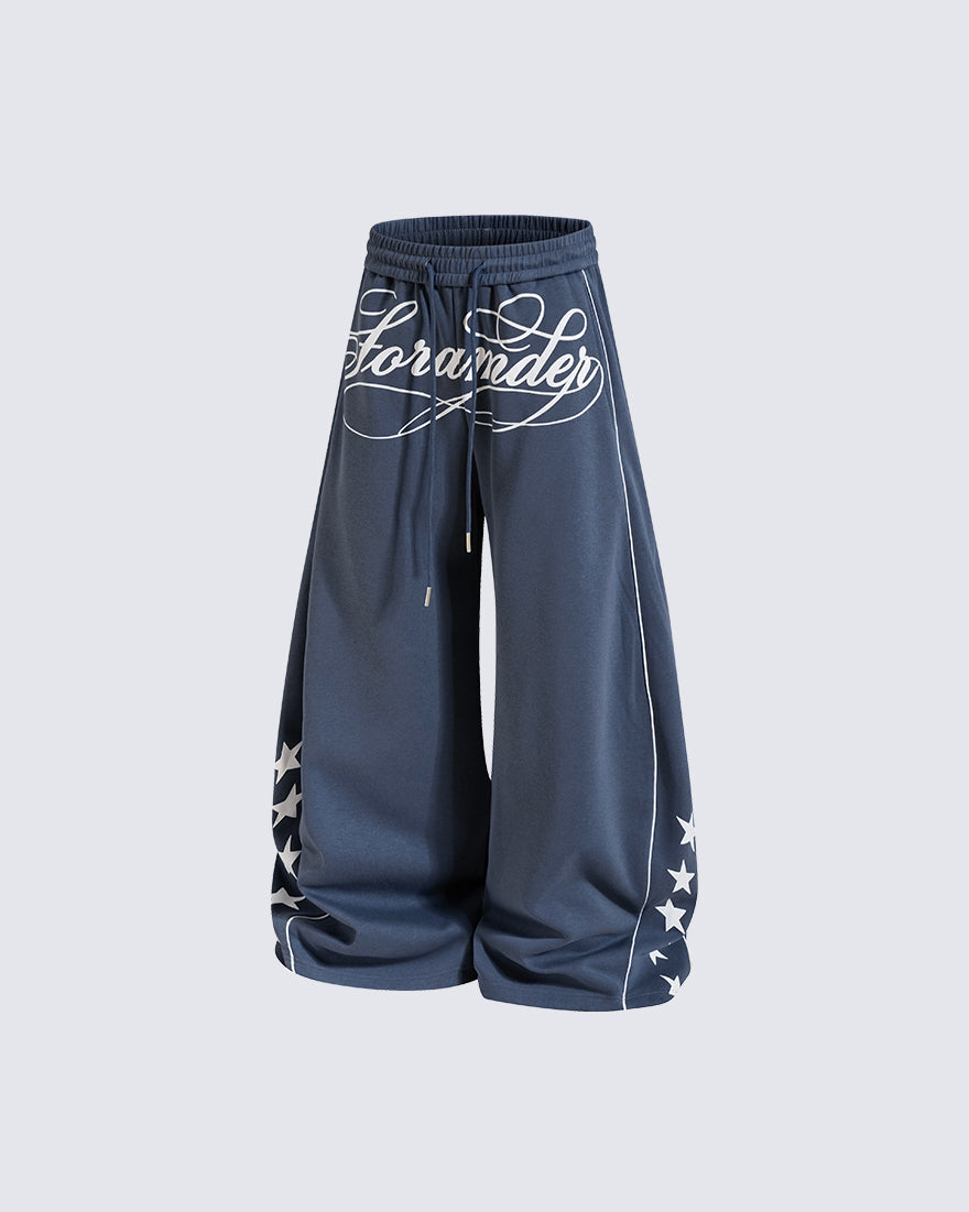 GRYFT Streetwear Graphic Star Wide Leg Pants