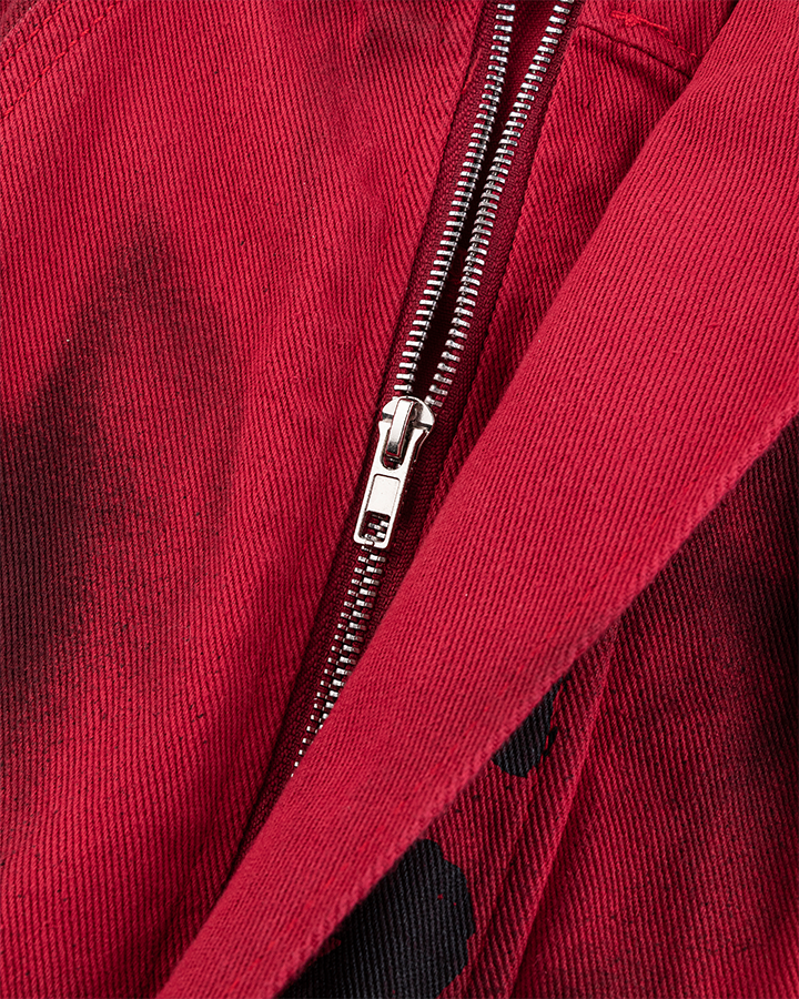 Graffiti Print Oversized Red Jacket