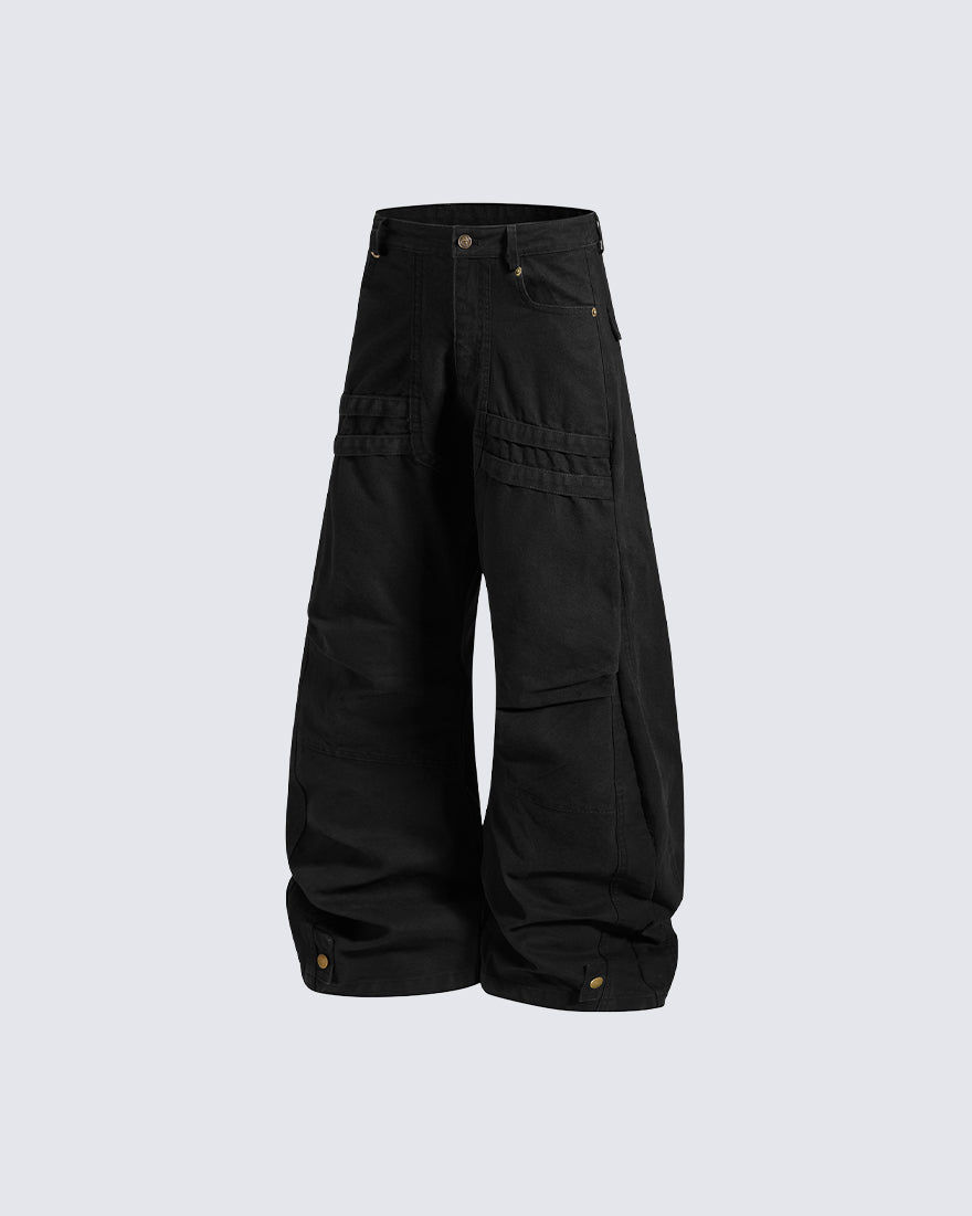 GRYFT Utility Washed Pleated Curve Pants