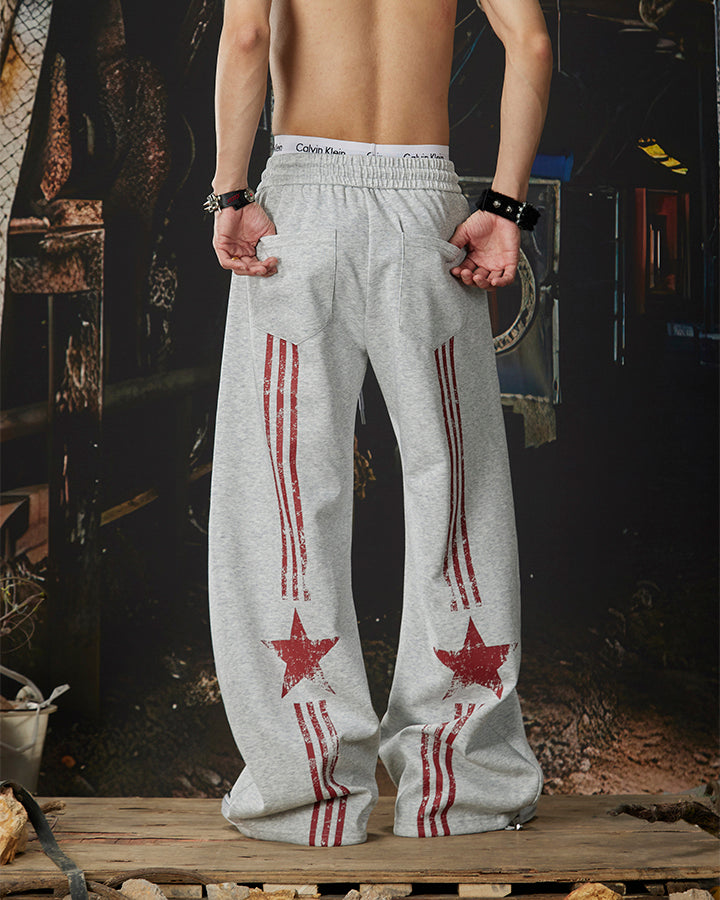 American Retro Street Graphic Star Print Sweatpants