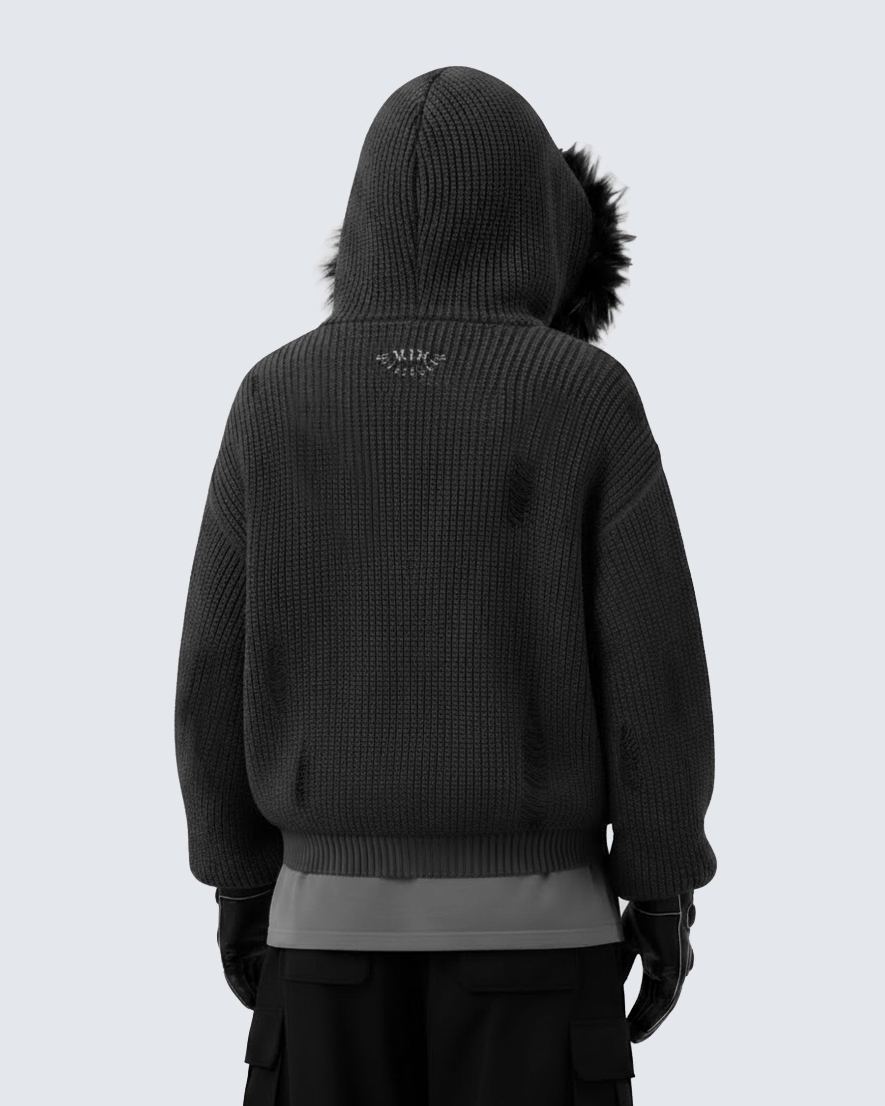 GRYFT Destroyed Knitted Sweater Plush Coat