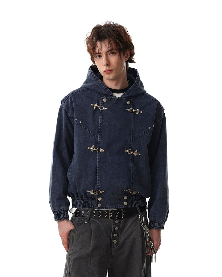 New Arrival Hooded Buckle Denim Jacket