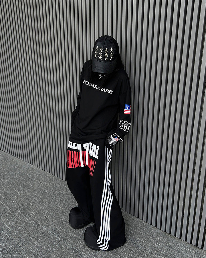 Double Waist Washed Side Stripe Sweatpants