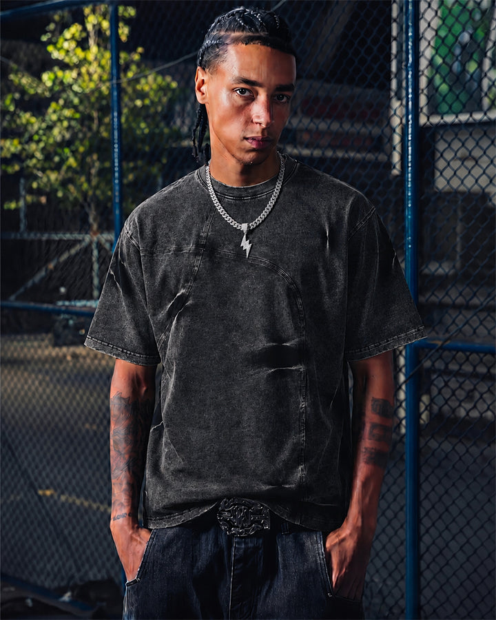 American Vintage Washed Patchwork Short Sleeve T