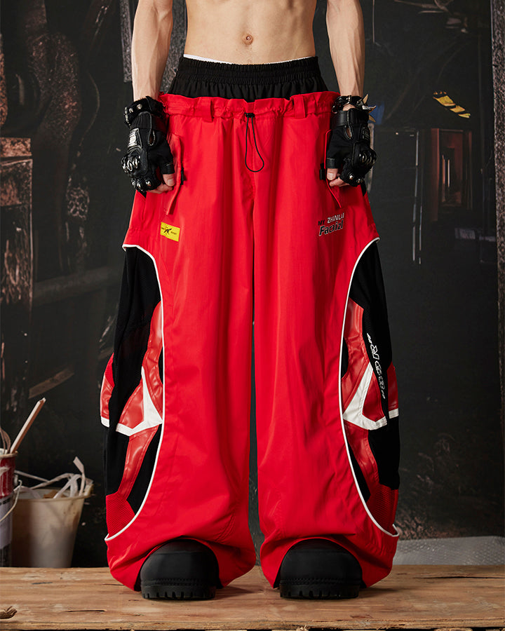 Street Colorblock Panel Loose Fit Wide Leg Pants