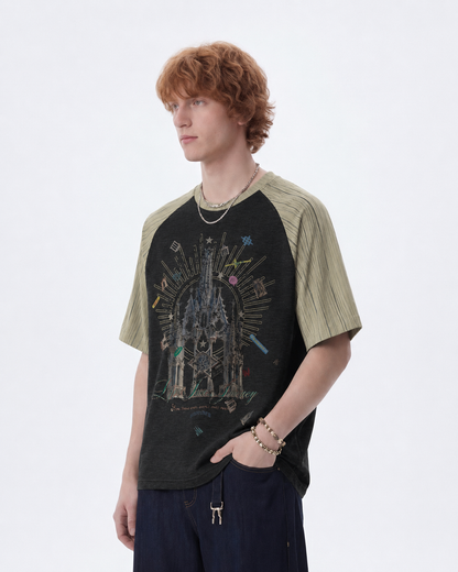 GRYFT Gothic Cathedral Graphic Raglan Short-Sleeve T-Shirt