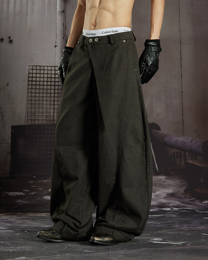 GRYFT Utility Washed Pleated Curve Jeans