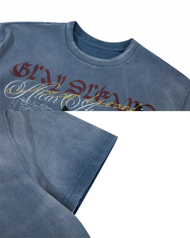 GRYFT Vintage Washed Cat Graphic Streetwear T-Shirt