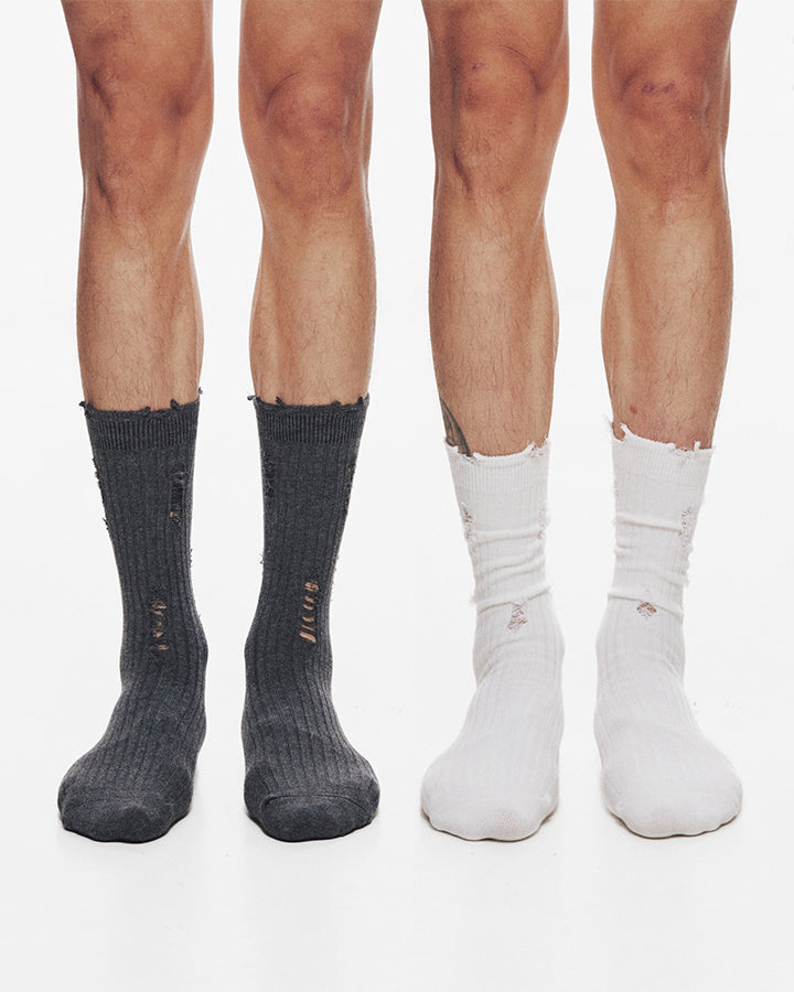 GRYFT Men's Distressed Minimalist Slouch Crew Socks