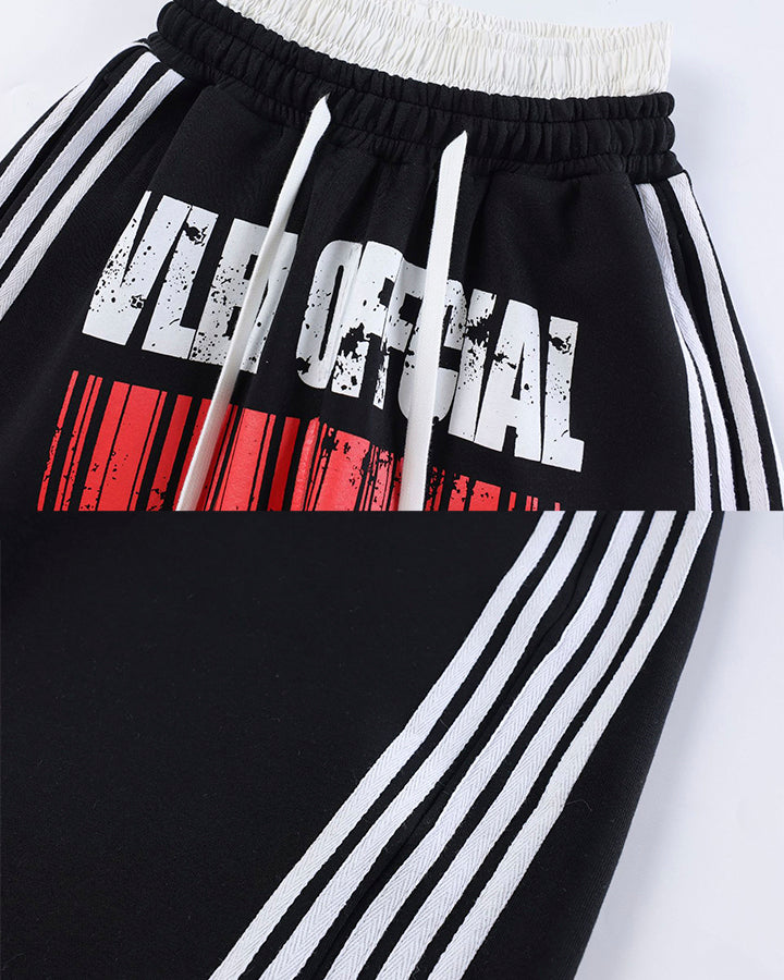 Double Waist Washed Side Stripe Sweatpants
