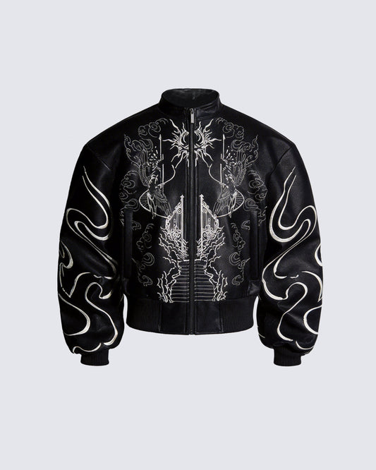 "Ascension Path" Embroidered Moto Jacket