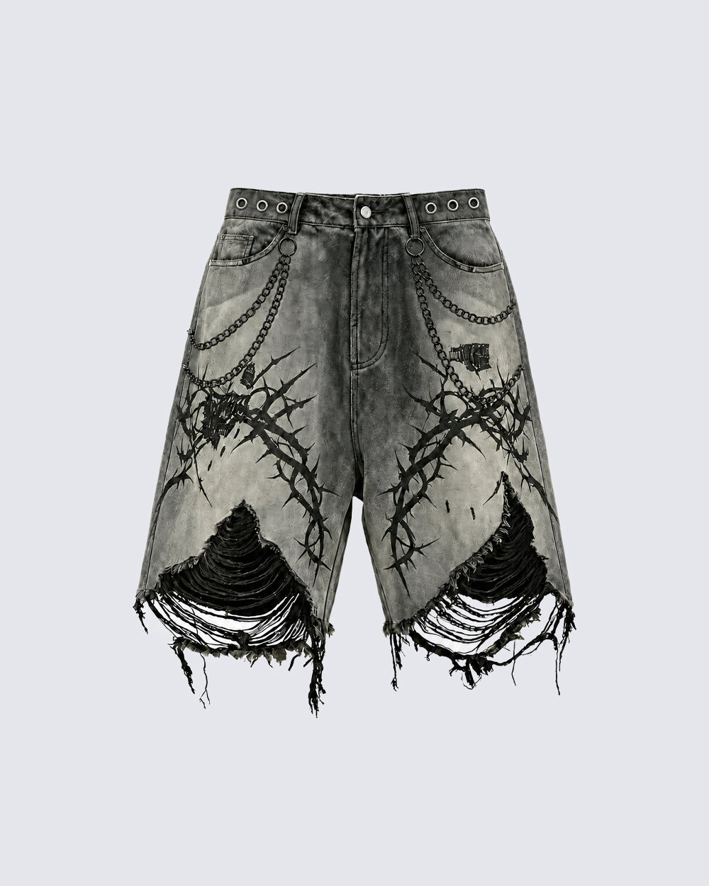 GRYFT Gothic Distressed Shorts
