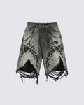 GRYFT Gothic Distressed Shorts