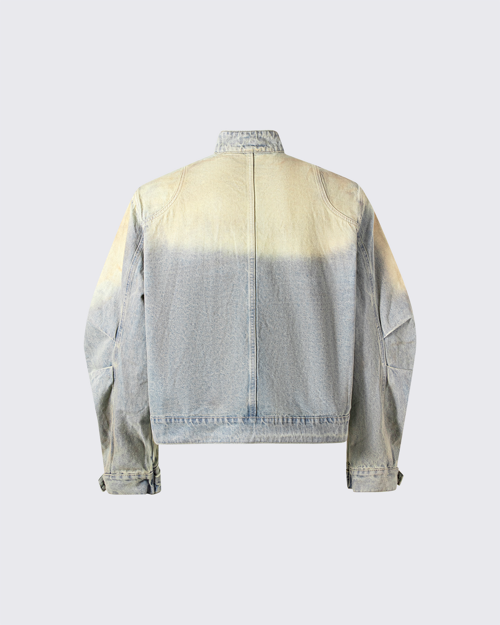 Vintage Wash Denim Jacket with Zipper Pockets