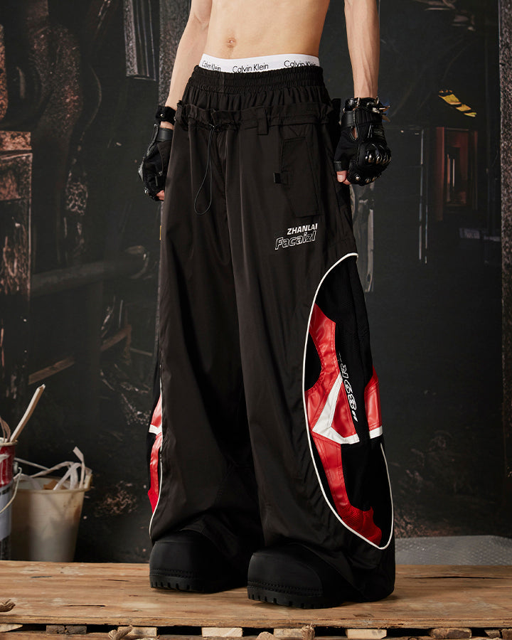 Street Colorblock Panel Loose Fit Wide Leg Pants
