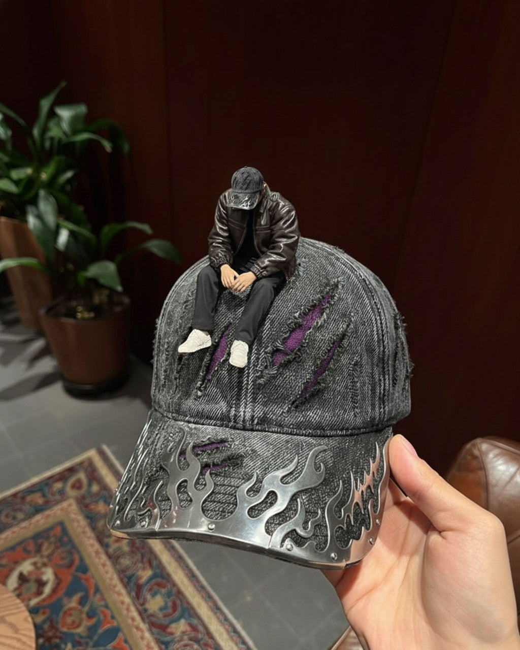 GRYFT-Wasteland Flame-Metal Distressed Denim Cap