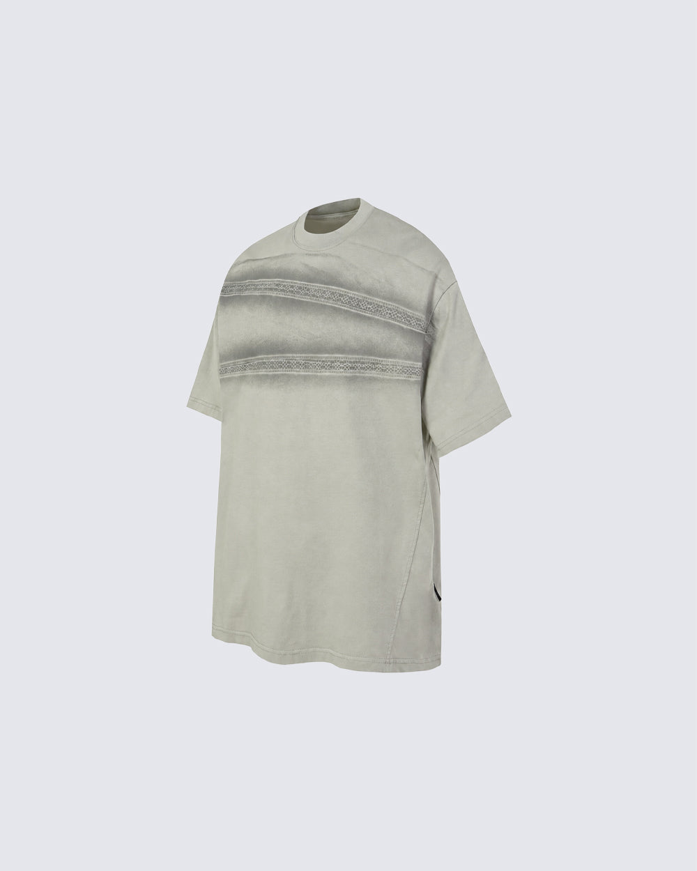New Dark Gothic Lace Stripe Washed Boxy Tee