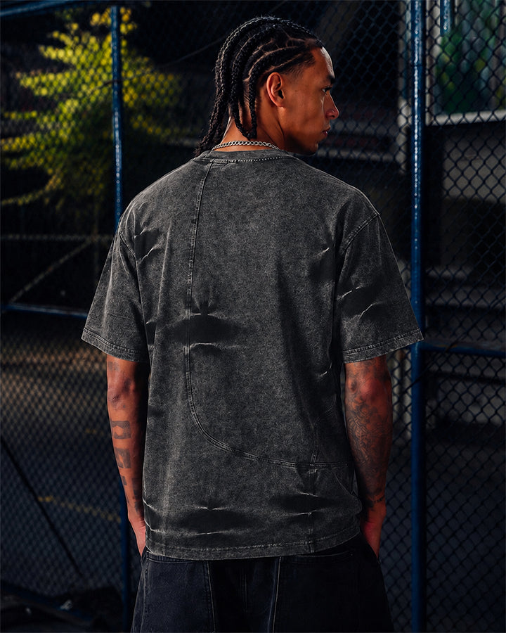 American Vintage Washed Patchwork Short Sleeve T