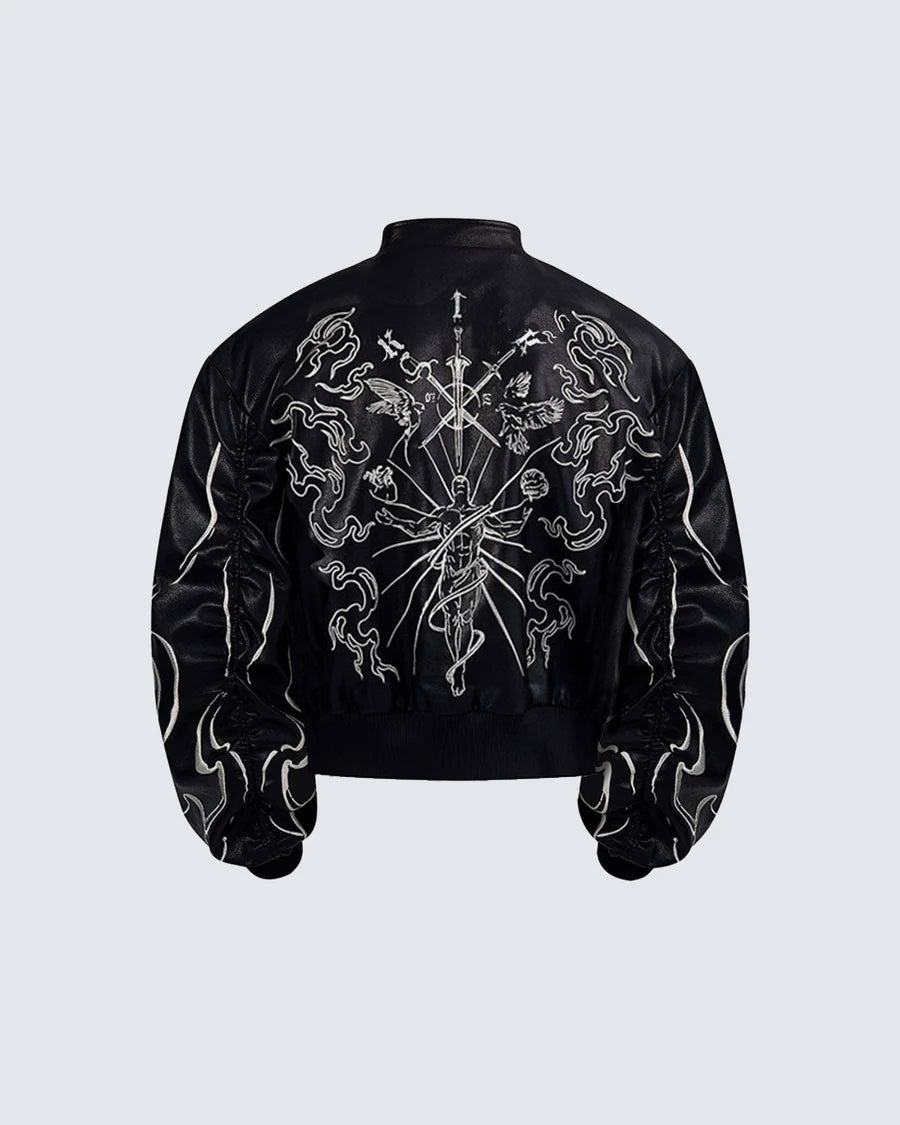 "Ascension Path" Embroidered Moto Jacket