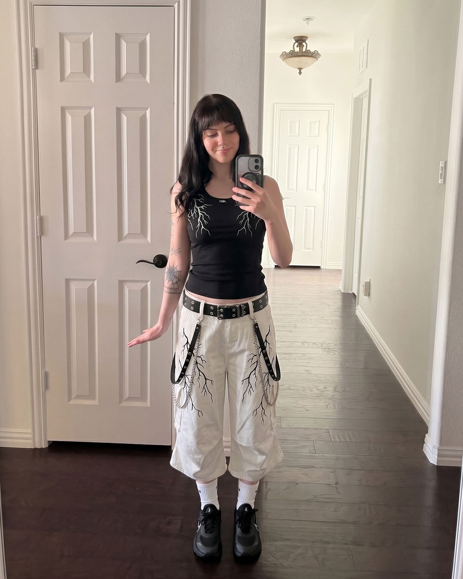 LIGHTNING Series | Gothic Chain Strap Utility Shorts