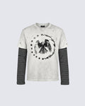 GRYFTWORLD | Washed Vintage Layered Stripe Sleeve Graphic Tee