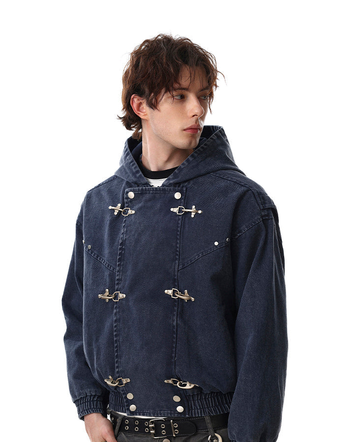New Arrival Hooded Buckle Denim Jacket