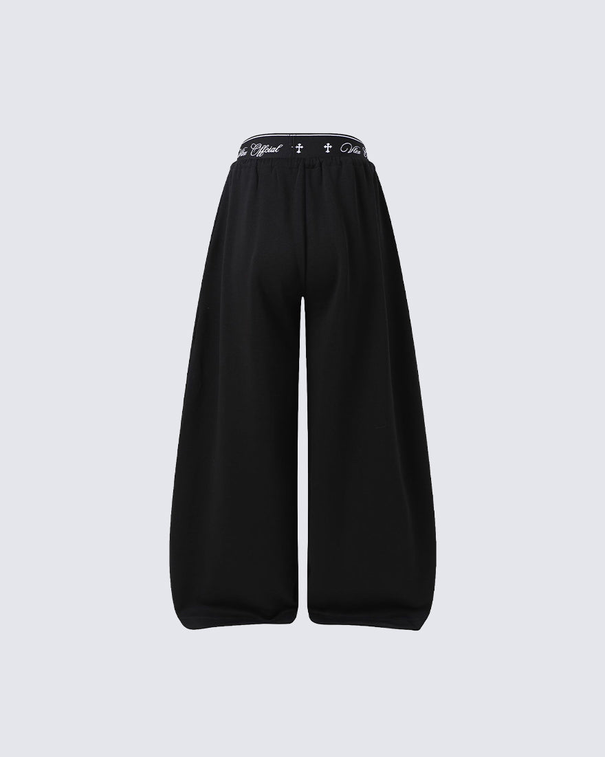 GRYFT Retro Letter Print Wide Leg Sweatpants