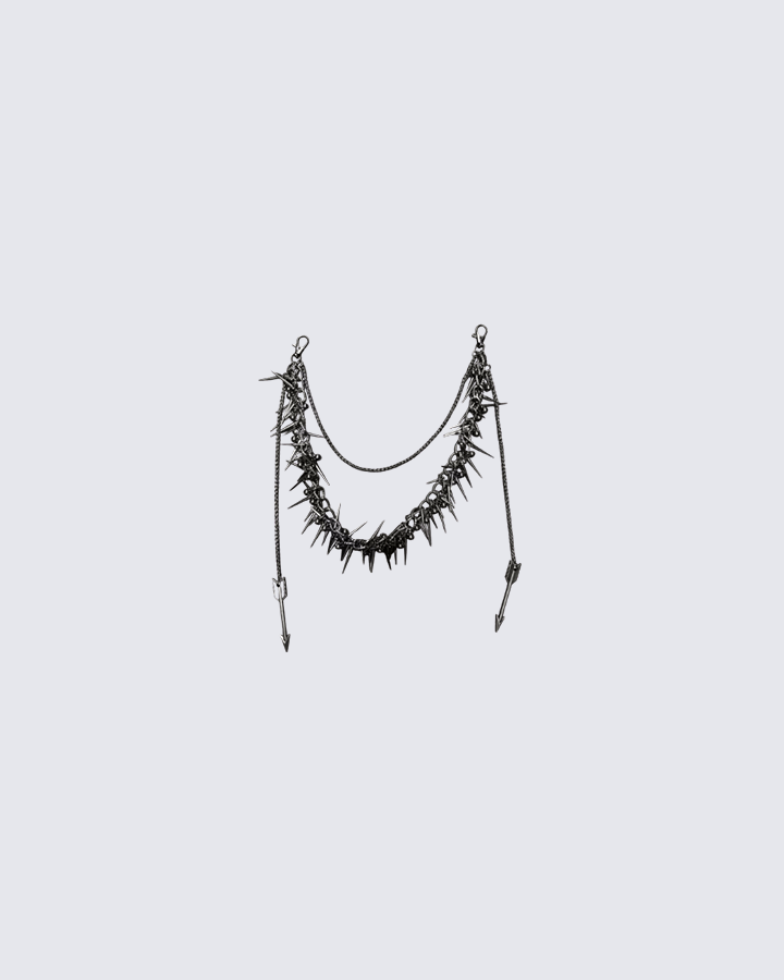 Punk Spike Layered Necklace – Gothic Arrow Pendant Chain