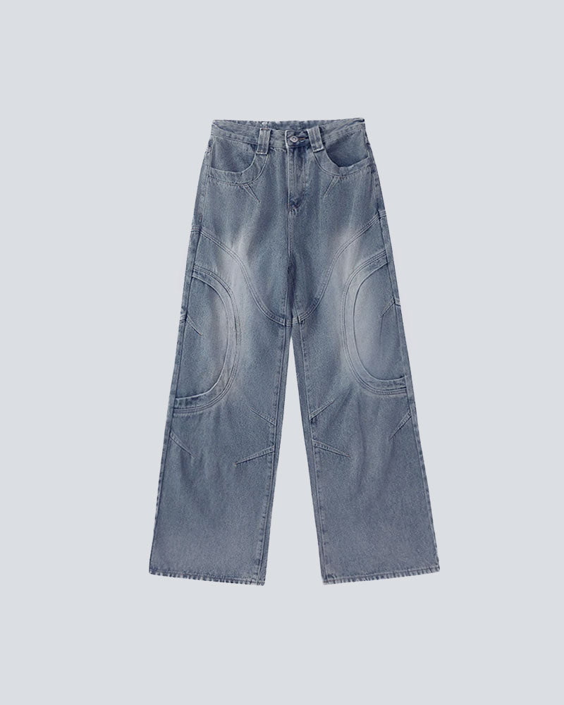 GRYFT Vintage Style Loose Patchwork Jeans