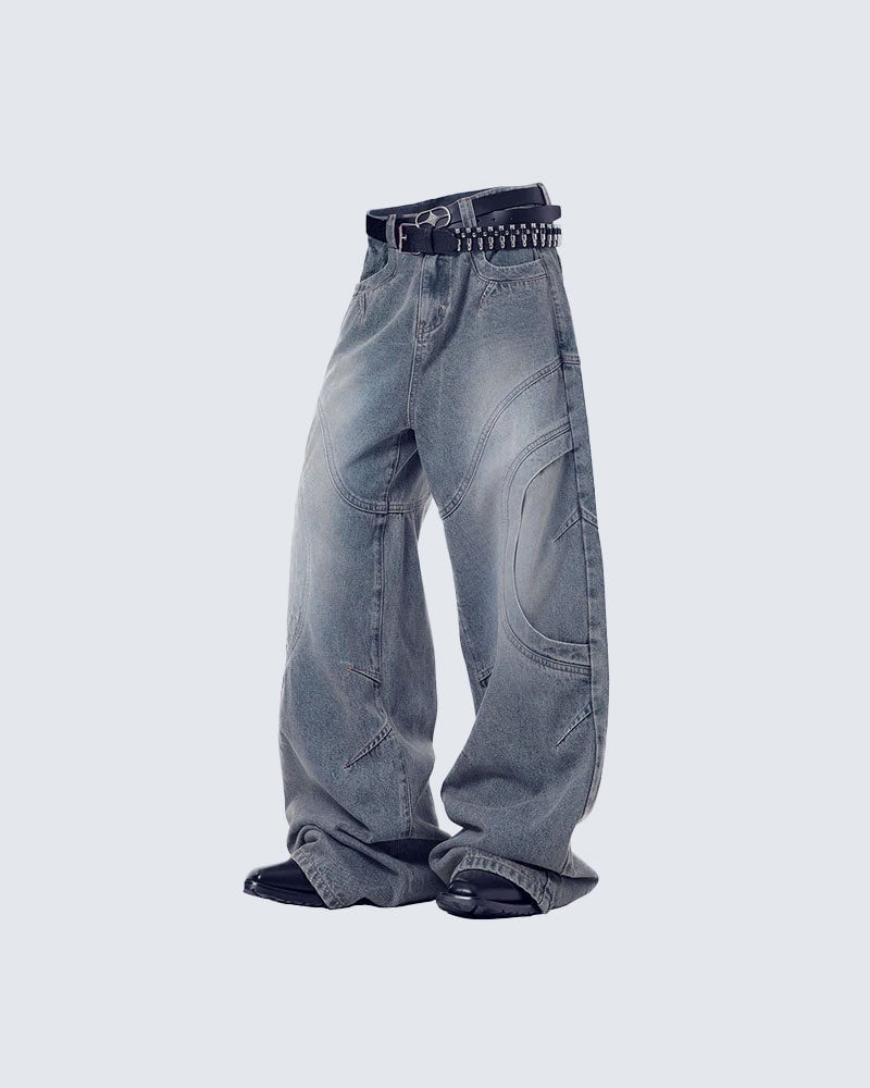 GRYFT Vintage Style Loose Patchwork Jeans