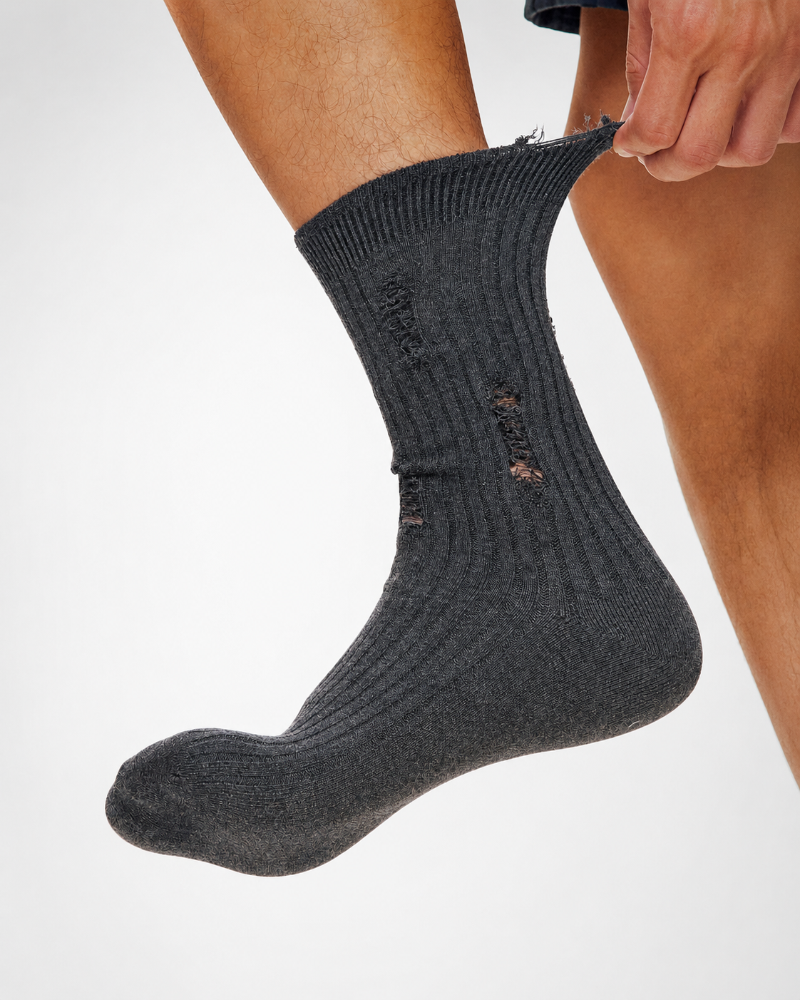 GRYFT Men's Distressed Minimalist Slouch Crew Socks