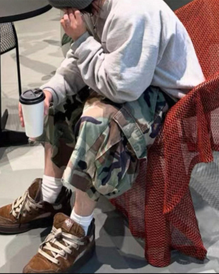 GRYFT Utility Camo Cargo Pocket Wide Knee Shorts