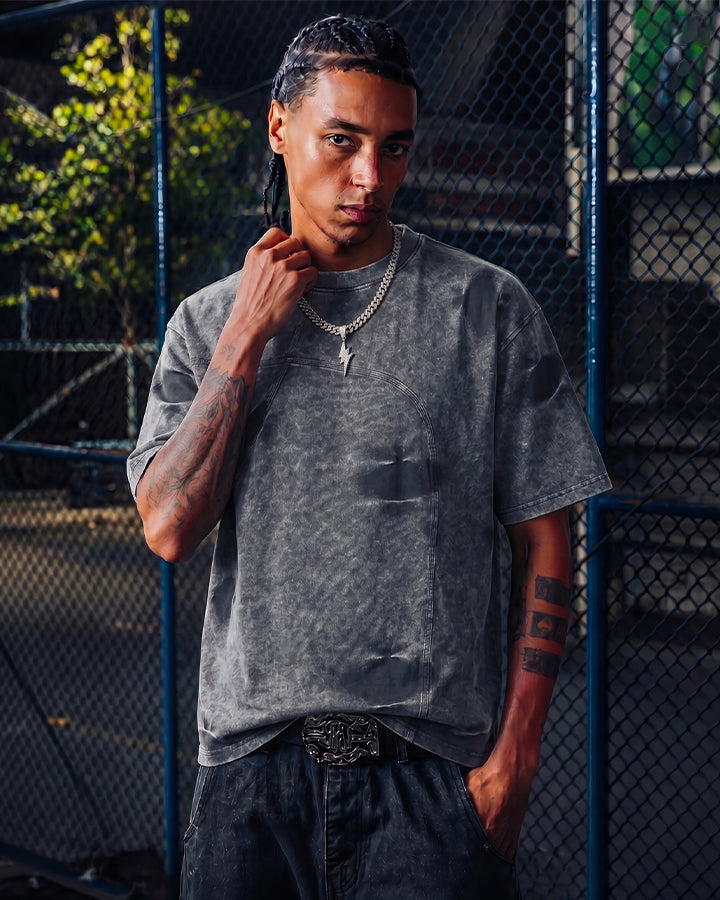 American Vintage Washed Patchwork Short Sleeve T
