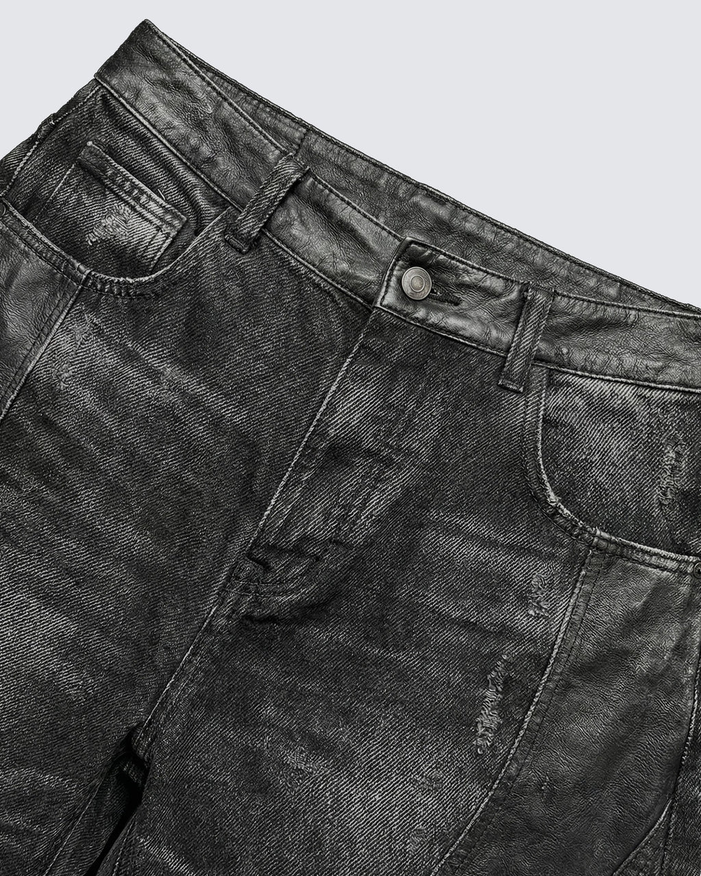 LOW SATURATION-Washed Wide-Leg Denim Pants