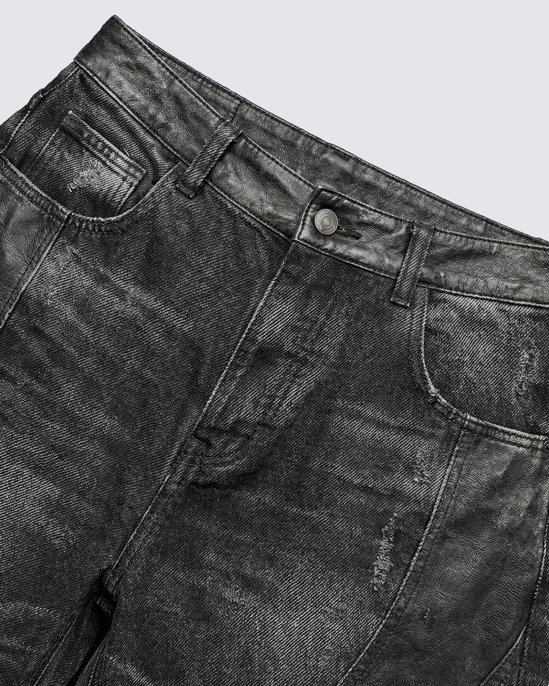 LOW SATURATION-Washed Wide-Leg Denim Pants