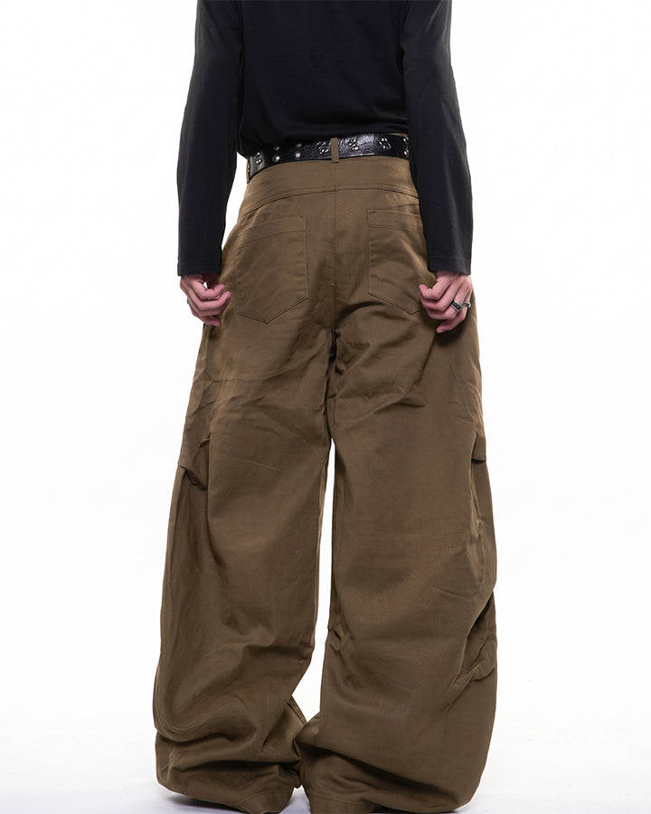 GRYFT Gothic Buckle Draped Wide Leg Pants