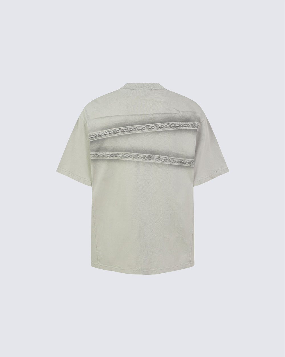 New Dark Gothic Lace Stripe Washed Boxy Tee