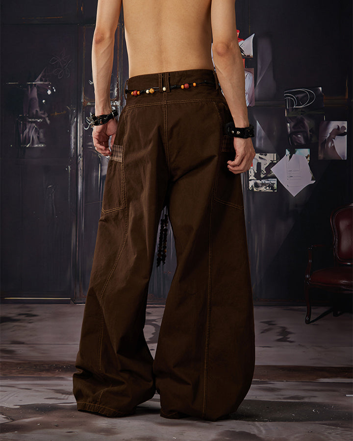 Deconstructed Double-Layer Panel Pants