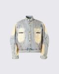 Vintage Wash Denim Jacket with Zipper Pockets