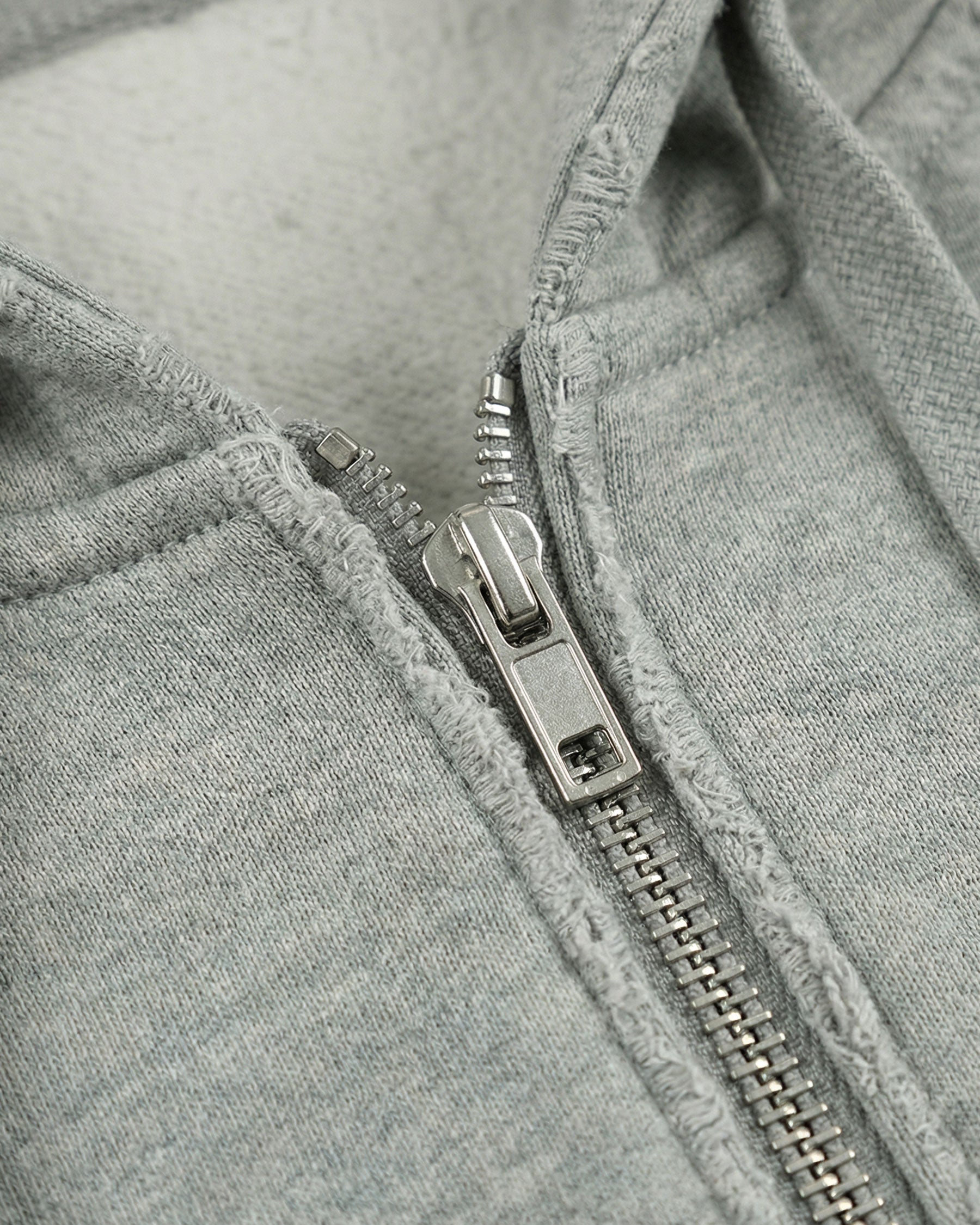 LOW SATURATION-Distressed Cropped Zip-Up Hoodie