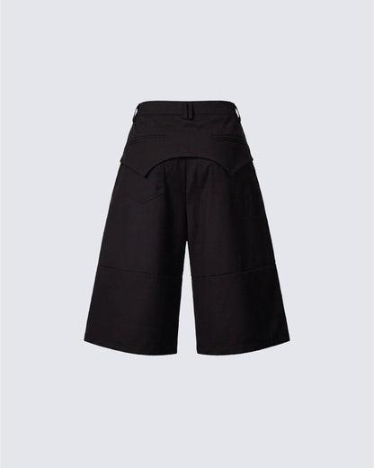 Dark Avant Garde Deconstructed Metal Buckle Suit Shorts