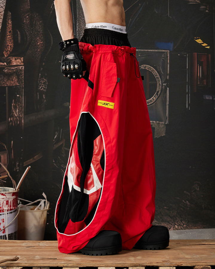 Street Colorblock Panel Loose Fit Wide Leg Pants